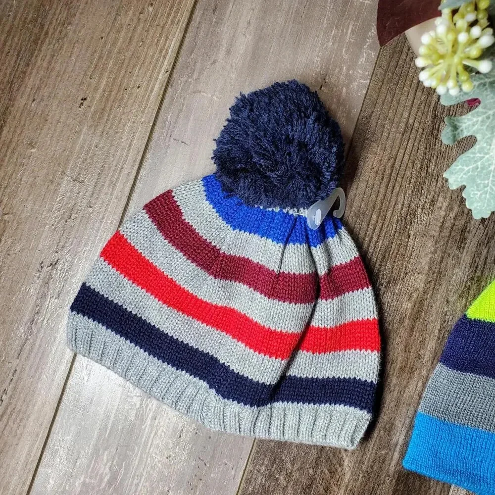 Gymboree Baby Boy Striped Knit Winter Hat Bundle - 2 Pieces